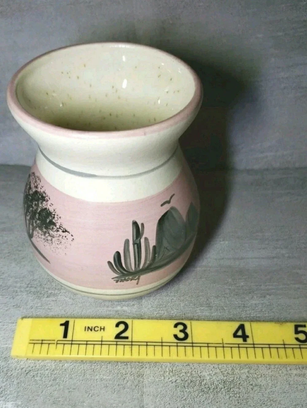 Thora Southwest Pottery Vase Signed Speckled 4